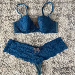 B. Tempt’D Blue Lace Bra and Panty Set